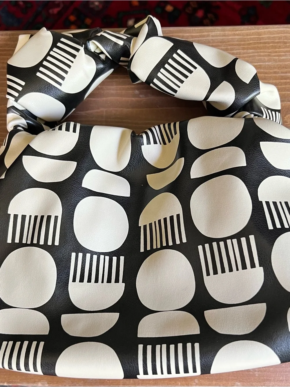 Hadiya Williams Black & Cream Geometric Knot Handle Tote Bag